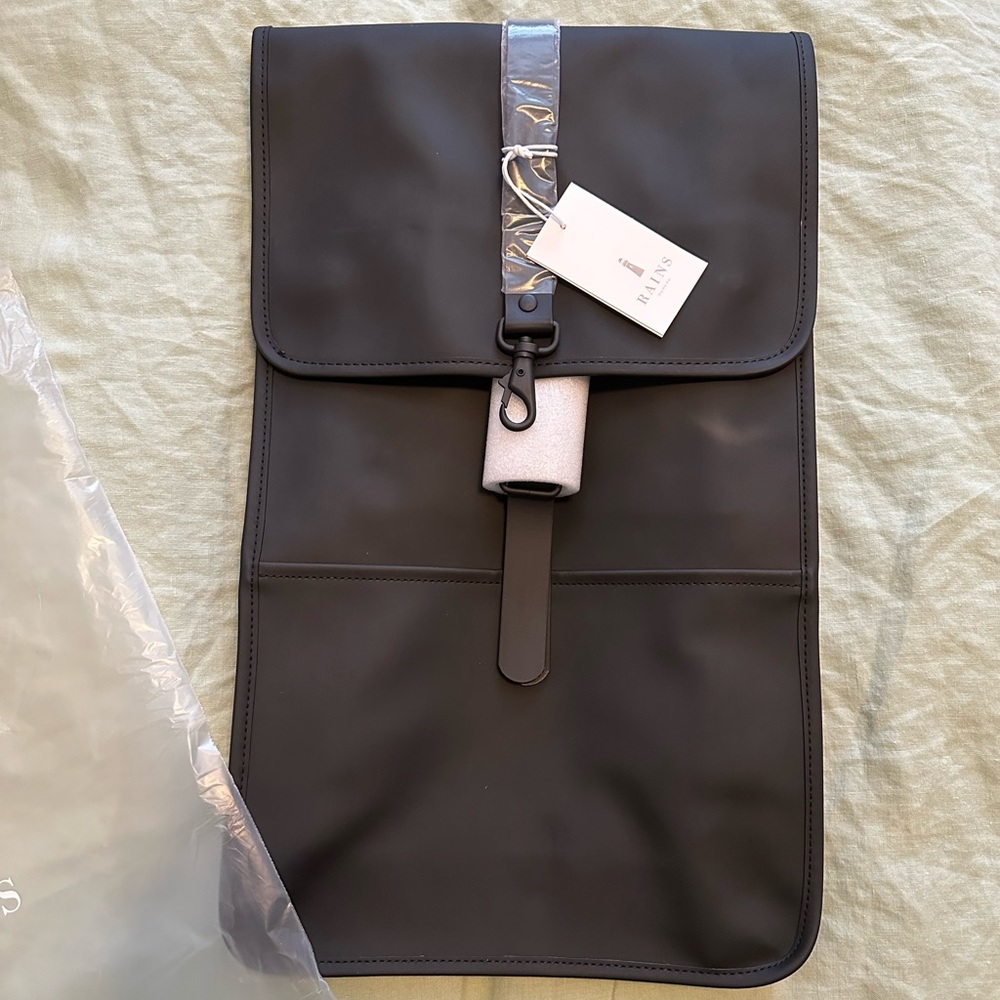RAINS Black classic waterproof backpack bag
